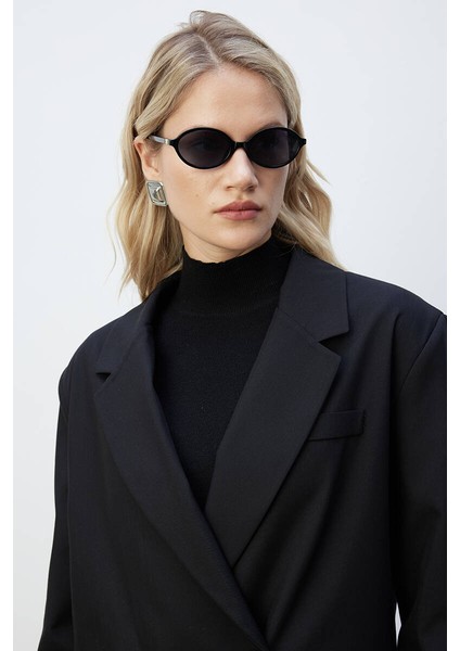 Siyah Kruvaze Blazer
