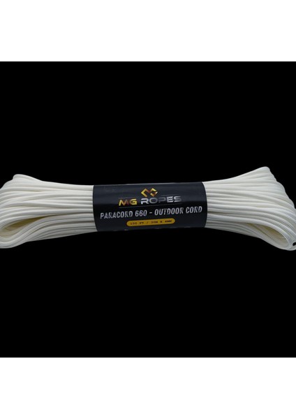Polyester Paracord Ip 4 mm Beyaz Renk 30 Metre