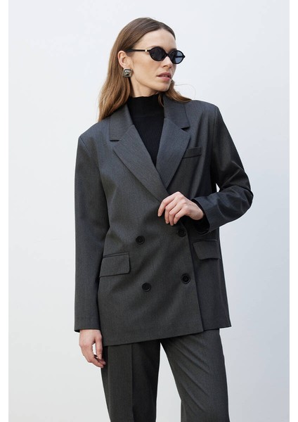 Antrasit Kruvaze Blazer