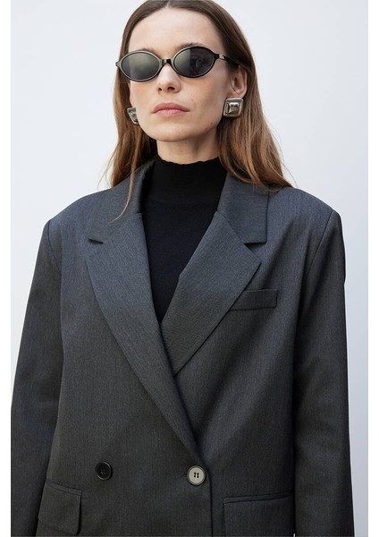 Antrasit Kruvaze Blazer