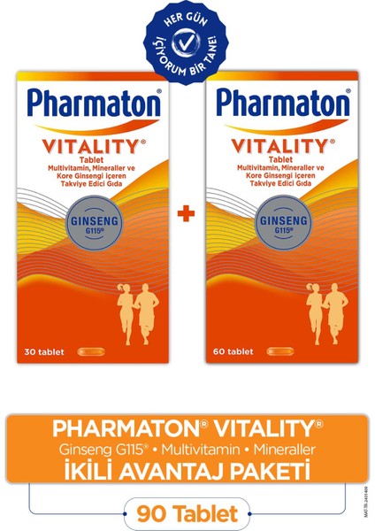 Vitality 60 Tab & Pharmaton Vitality 30 Tab İkili Avantaj Paketi