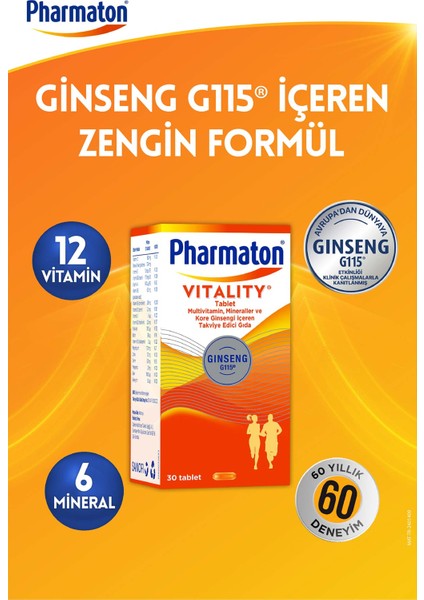 Vitality 60 Tab & Pharmaton Vitality 30 Tab İkili Avantaj Paketi