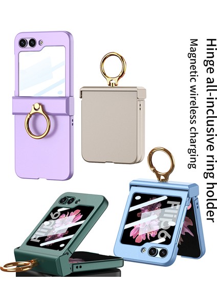 Samsung Galaxy Z Flip6 5g Ince Telefon Kılıfı Pc Kapağı, Halkalı Tutucu + Temperli Cam Filmi-Mavi (Yurt Dışından) modelleri