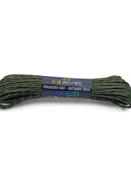 Polyester Paracord Ip 4 mm Haki Beyaz Desenli Renk 30 Metre modelleri