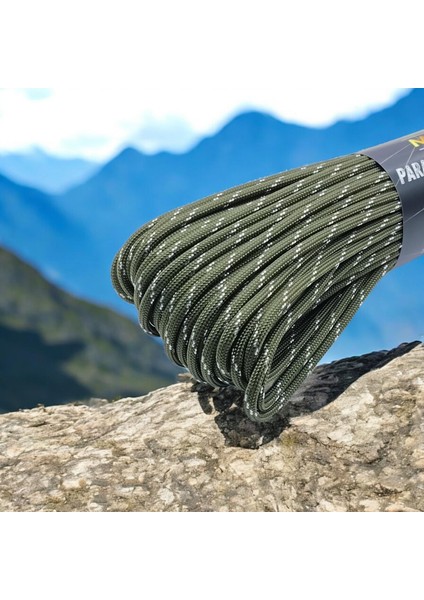Polyester Paracord Ip 4 mm Haki Beyaz Desenli Renk 30 Metre fırsatları