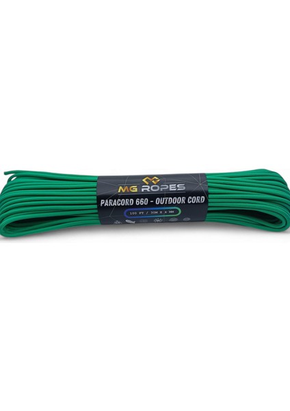 Polyester Paracord Ip 4 mm Yeşil Renk 30 Metre