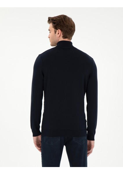 Erkek Lacivert Slim Fit Balıkçı Yaka Triko Kazak 50300500-VR033 indirimleri