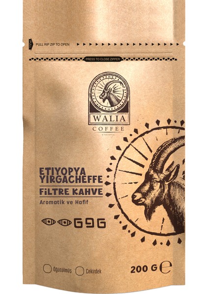 Etiyopya Yirgacheffe Filtre Kahve 200 gr