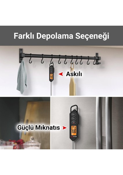 TP01HW LED Ekran Daldırma/saplama Gıda Pişirme Termometresi-Siyah