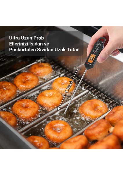 TP01HW LED Ekran Daldırma/saplama Gıda Pişirme Termometresi-Siyah