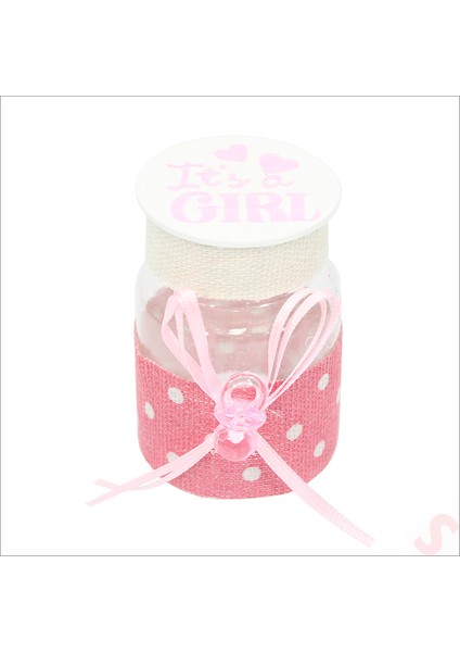 Emzikli Plastik Kavanoz, 6,5cm x 4cm x 12 Adet - Pembe