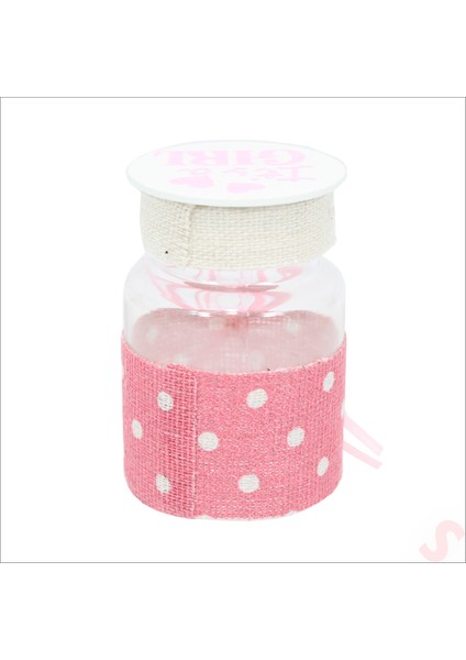 Emzikli Plastik Kavanoz, 6,5cm x 4cm x 12 Adet - Pembe