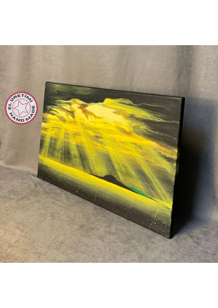El Yapımı Ütopik Manzaralı Akrilik Tablo - 45 x 70 cm