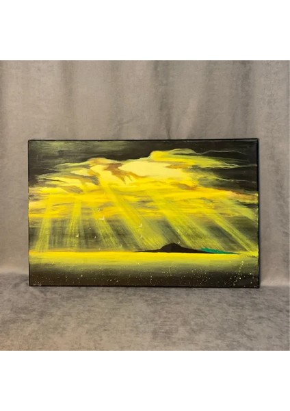 El Yapımı Ütopik Manzaralı Akrilik Tablo - 45 x 70 cm