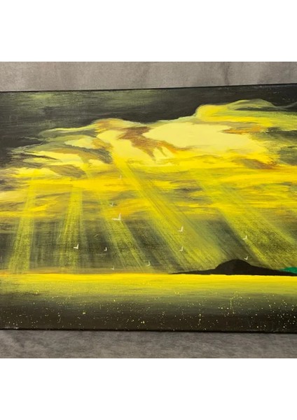 El Yapımı Ütopik Manzaralı Akrilik Tablo - 45 x 70 cm