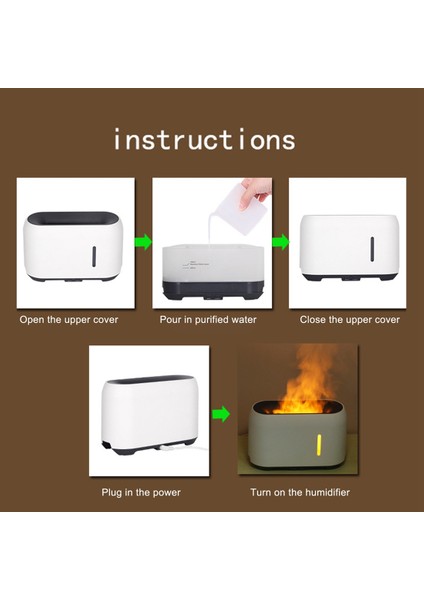 Renk Uzaktan Kumandalı Alev Etkili Hava Nemlendirici Elektrikli Aromaterapi Difüzörü 200ML Eu Fişi Beyaz (Yurt Dışından)