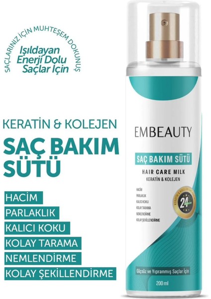 Besleyici Keratin Kolajen Saç Bakım Sütü 200 ml