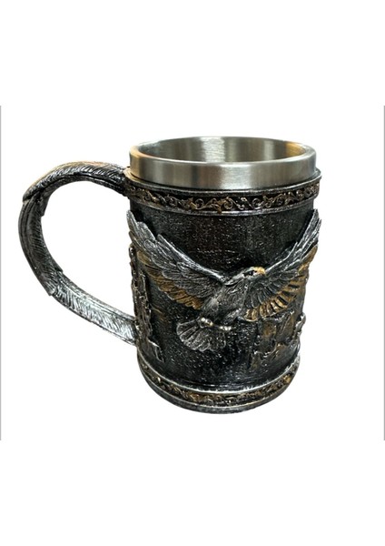 Çift Taraflı Kartal Figürlü Çelik Kupa fiyatları