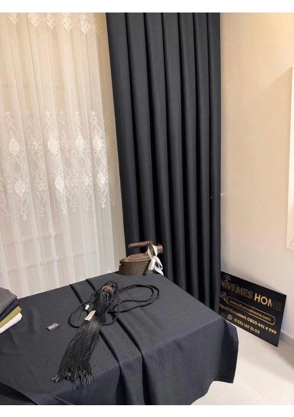 Roma Keten 1/3 Sık Pileli Antrasit Fon Perde Apm fırsatları