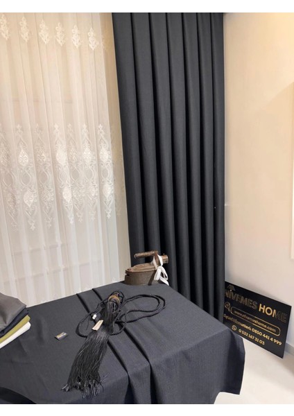 Roma Keten 1/3 Sık Pileli Antrasit Fon Perde Apm fiyatları