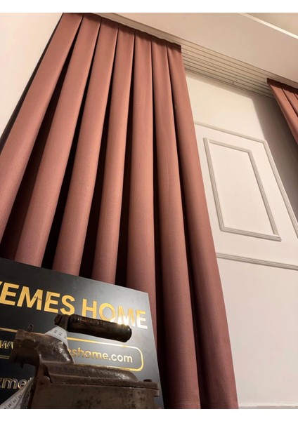 Roma 18542-D Keten 1/3 Sık Pileli Gülkurusu Fon Perde Apm modelleri