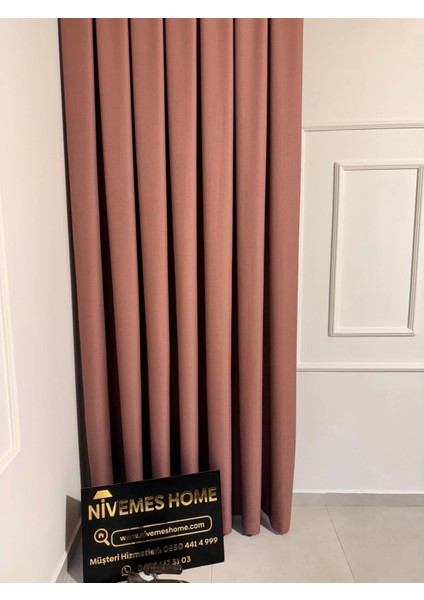 Roma 18542-D Keten 1/3 Sık Pileli Gülkurusu Fon Perde Apm indirimleri