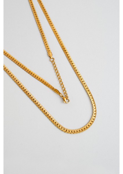 Örgü Model Sarı Kaplama Çelik Erkek Kolye