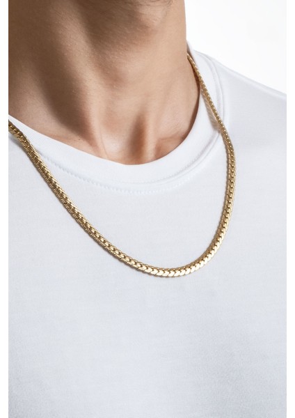 Örgü Model Sarı Kaplama Çelik Erkek Kolye fırsatları