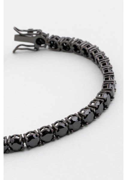 Siyah Taşlı Siyah Rodyum Kaplama Gümüş Unisex Su Yolu Bileklik fiyatları