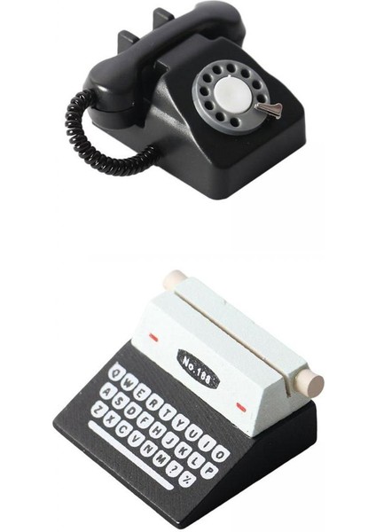 1/12 Minyatür Icı Simülasyon Telefon ve Daktilo Rol Yapma Oyunu Fotoğrafçılık Aksesuarları Dekor (Yurt Dışından)