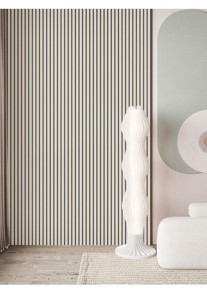 100 x 275 Beyaz Akustik Duvar Paneli - Mdf 4 mm Keçe - 8 mm Çıta