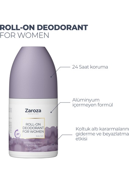 Roll On Beyazlatma Etkili 24 Saat Koruyucu Aluminyum Içermeyen Kadın 75 ml