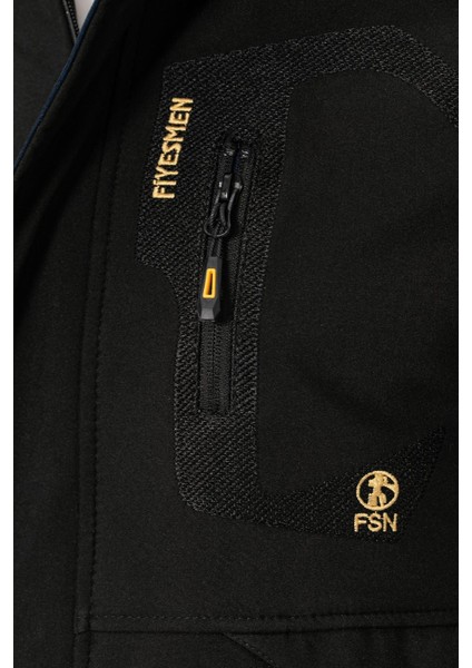 Kürklü Su ve Rüzgar Geçirmez Siyah Softshell Kışlık Erkek Mont fiyatları