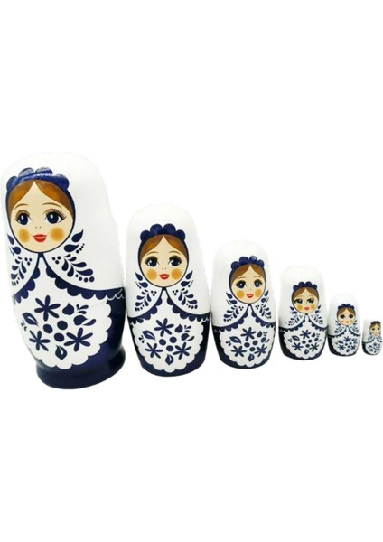 Noel Için 6 El Yapımı Matruşka Bebek, Çocuklar Için Ahşap Oyuncak Seti (Yurt Dışından)