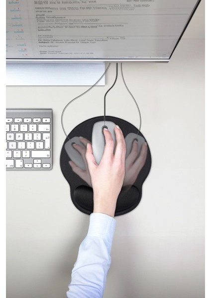 Bilek Destekli Jel Dolgulu Siyah Ergonomik Kaymaz Taban Mouse Pad Ev,ofis,oyun