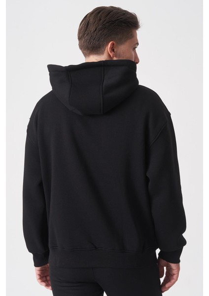 Rio De Janeiro SW2502 Hoddie Slim Fit Pamuklu Likralı Sweatshir Siyah indirimleri