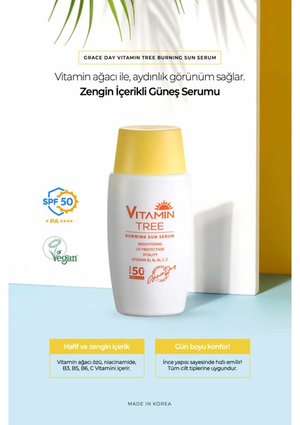 Vitamin Ağacı ile Aydınlık Görünüm Sağlayan Güneş Koruyucu Serum Burning Sun Serum SPF50