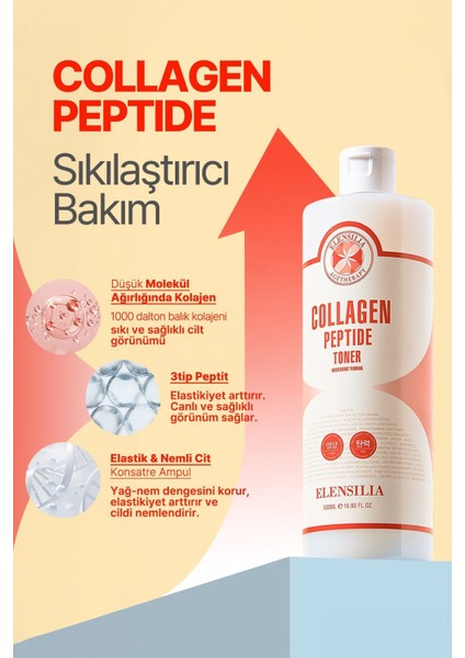 Kolajen ve Peptit Içeren Anti Aging Tonik Elensilia Collagen Peptide Toner 500ML Büyük Boy fırsatları