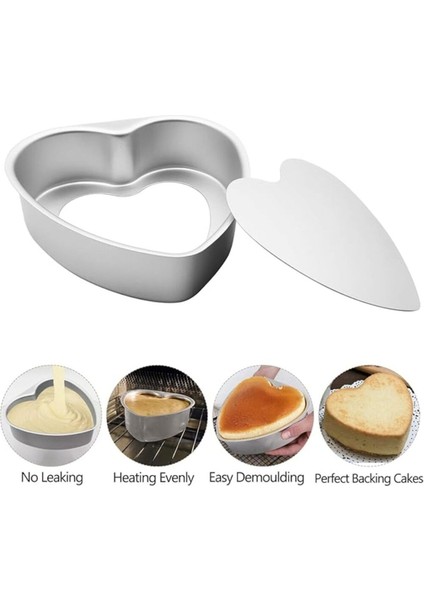 Kek Kalıbı Kalpli 4 Lü Set Çıkarılabilir Tabanlı fiyatları
