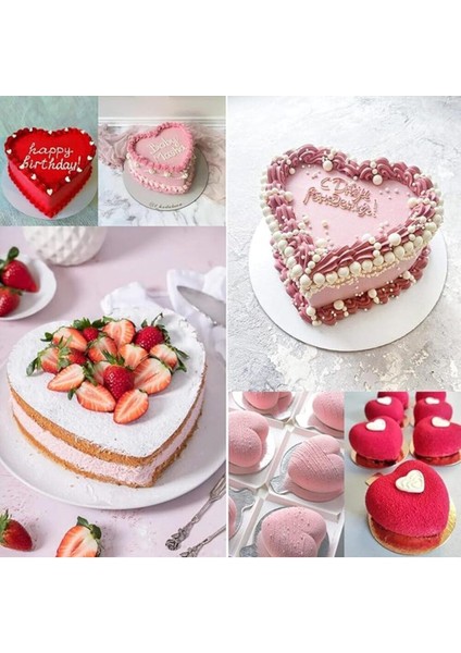 Kek Kalıbı Kalpli 4 Lü Set Çıkarılabilir Tabanlı modelleri