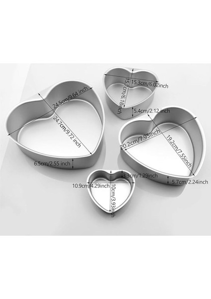 Kek Kalıbı Kalpli 4 Lü Set Çıkarılabilir Tabanlı fırsatları