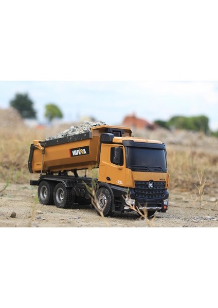 Huına 1/14 Yüksek Kalite Rc Model Damperli Kamyon Uzaktan Kumandalı Metal İş Makinası - 10Kg Yükleme Kapasiteli - 2.4G Full Fonksiyon Sesli Ve Işıklı - 1573