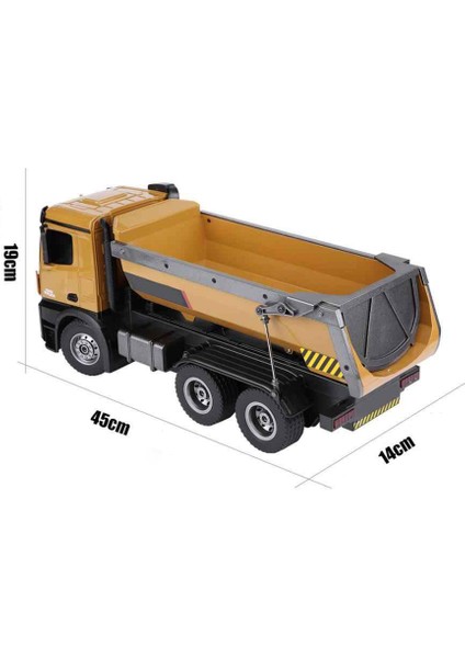 Huına 1/14 Yüksek Kalite Rc Model Damperli Kamyon Uzaktan Kumandalı Metal İş Makinası - 10Kg Yükleme Kapasiteli - 2.4G Full Fonksiyon Sesli Ve Işıklı - 1573