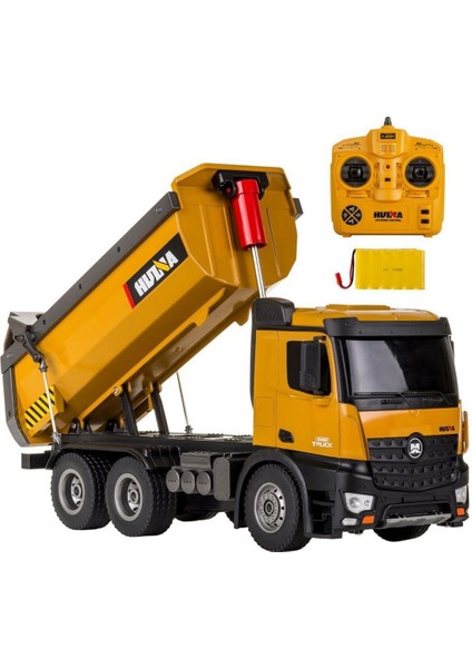 Huına 1/14 Yüksek Kalite Rc Model Damperli Kamyon Uzaktan Kumandalı Metal İş Makinası - 10Kg Yükleme Kapasiteli - 2.4G Full Fonksiyon Sesli Ve Işıklı - 1573