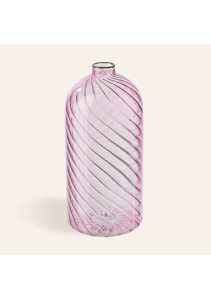 Nanjıng Borosilikat Cam Dekoratif Obje 10X10X21 cm Pembe