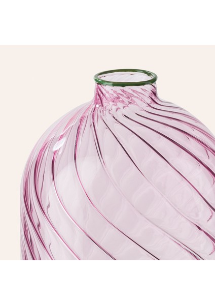 Nanjıng Borosilikat Cam Dekoratif Obje 10X10X21 cm Pembe