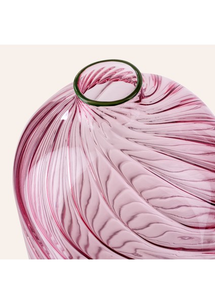 Nanjıng Borosilikat Cam Dekoratif Obje 10X10X21 cm Pembe