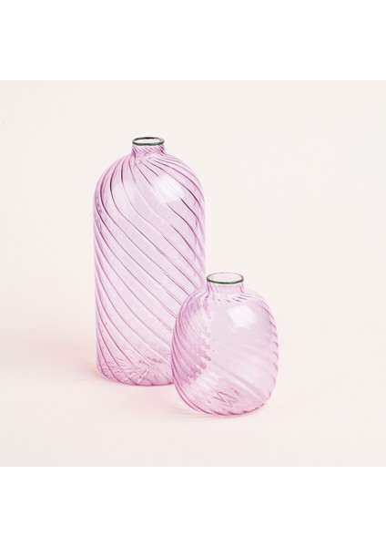 Nanjıng Borosilikat Cam Dekoratif Obje 10X10X21 cm Pembe