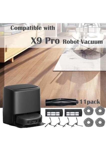 X9 Pro Robot Vakum Yedek Parçaları Ana Fırça Yan Fırçalar Hepa Filtreler Paspas Pedleri (Yurt Dışından)