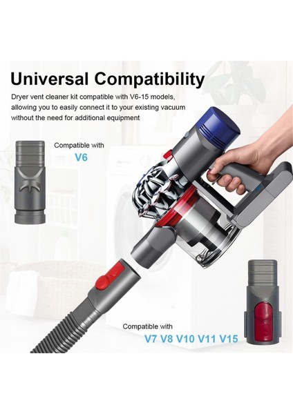 V6 V8 V10 V11 V12 V15 Vakum Hortumu Bağlantı Parçası Lint Için Kurutma Makinesi Havalandırma Temizleme Kiti (Yurt Dışından)